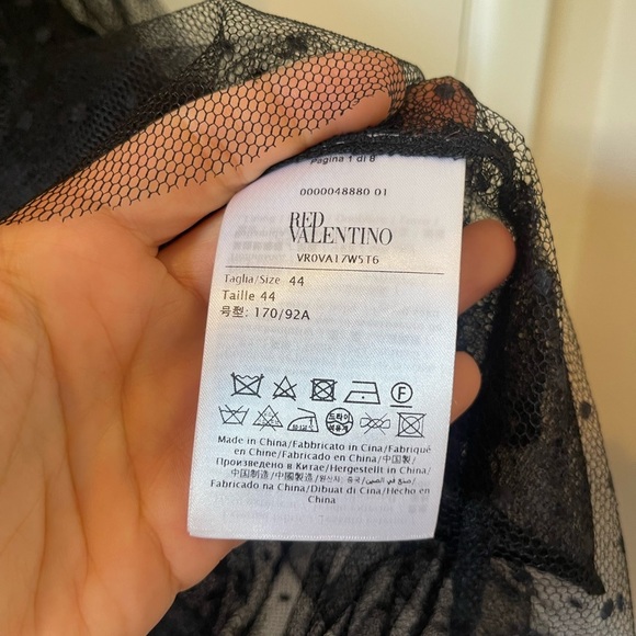 REDValentino Valentino Rhinestone-Embellished Black Tulle Mini Dress – Size 44 - Picture 13 of 16